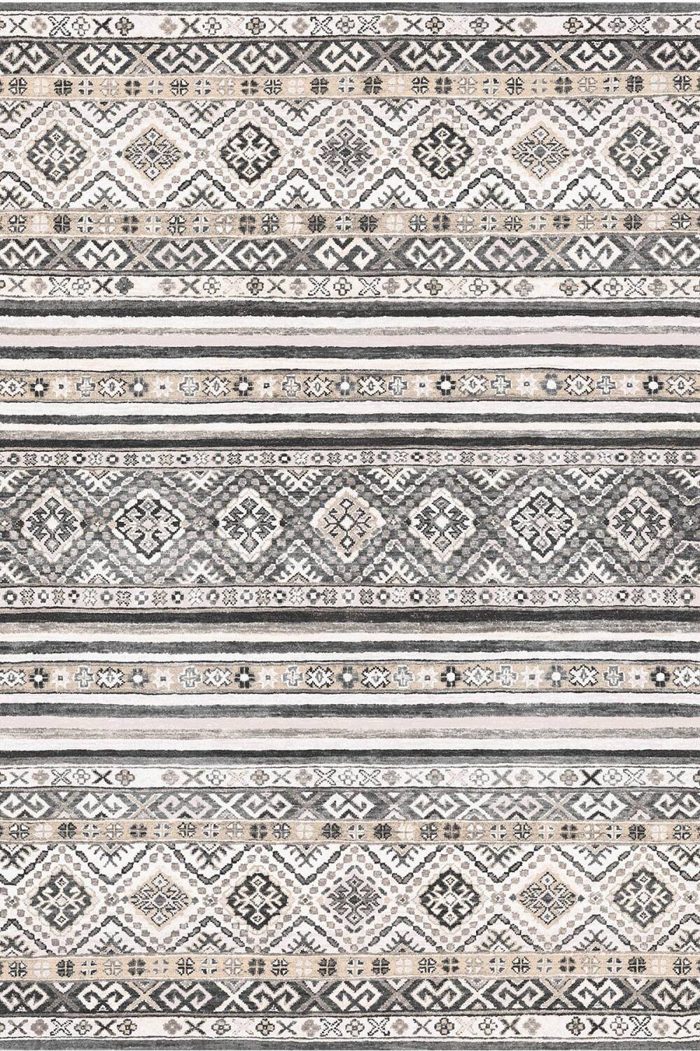 Etnik Kilim Desenli Pamuk Taban Yıkanabilir Dekoratif Halı - 6