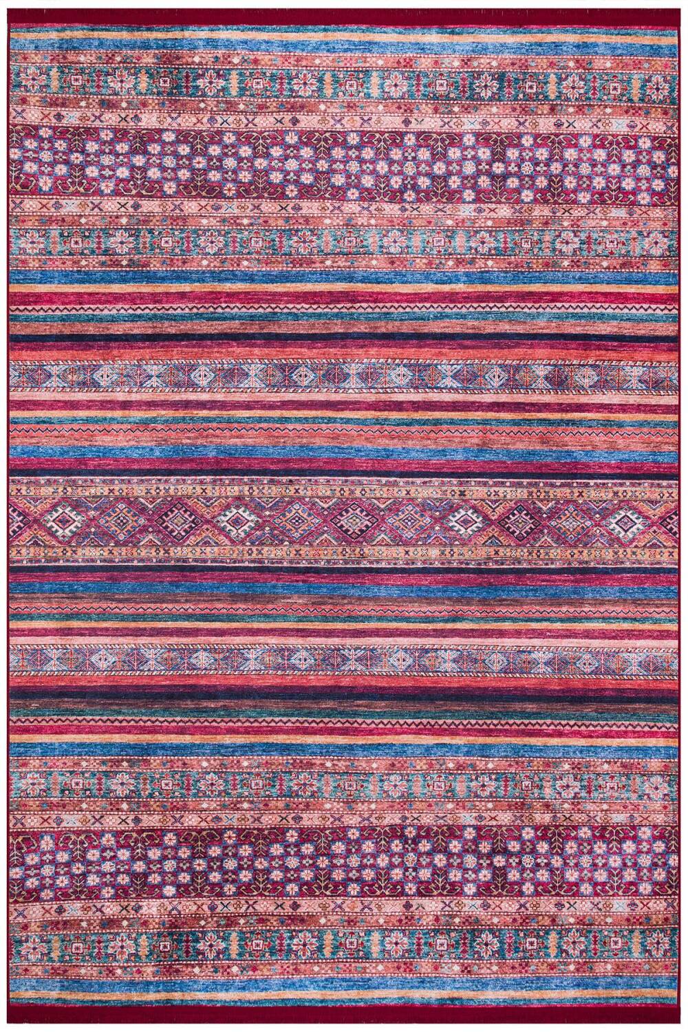 Frenda Home Etnik Kilim Desen Yıkanabilir Baskılı Pamuk Taban Halı - 1