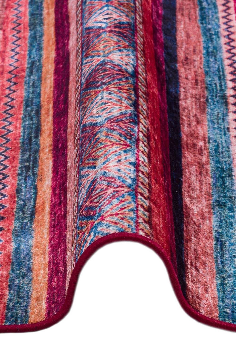 Frenda Home Etnik Kilim Desen Yıkanabilir Baskılı Pamuk Taban Halı - 3