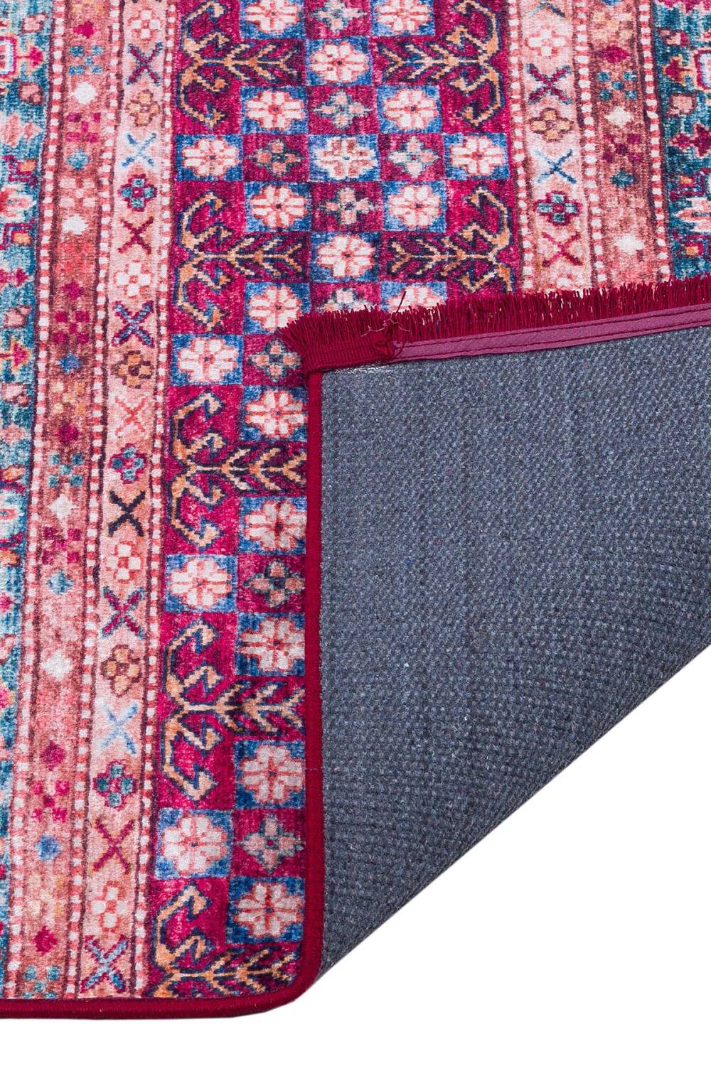 Frenda Home Etnik Kilim Desen Yıkanabilir Baskılı Pamuk Taban Halı - 4