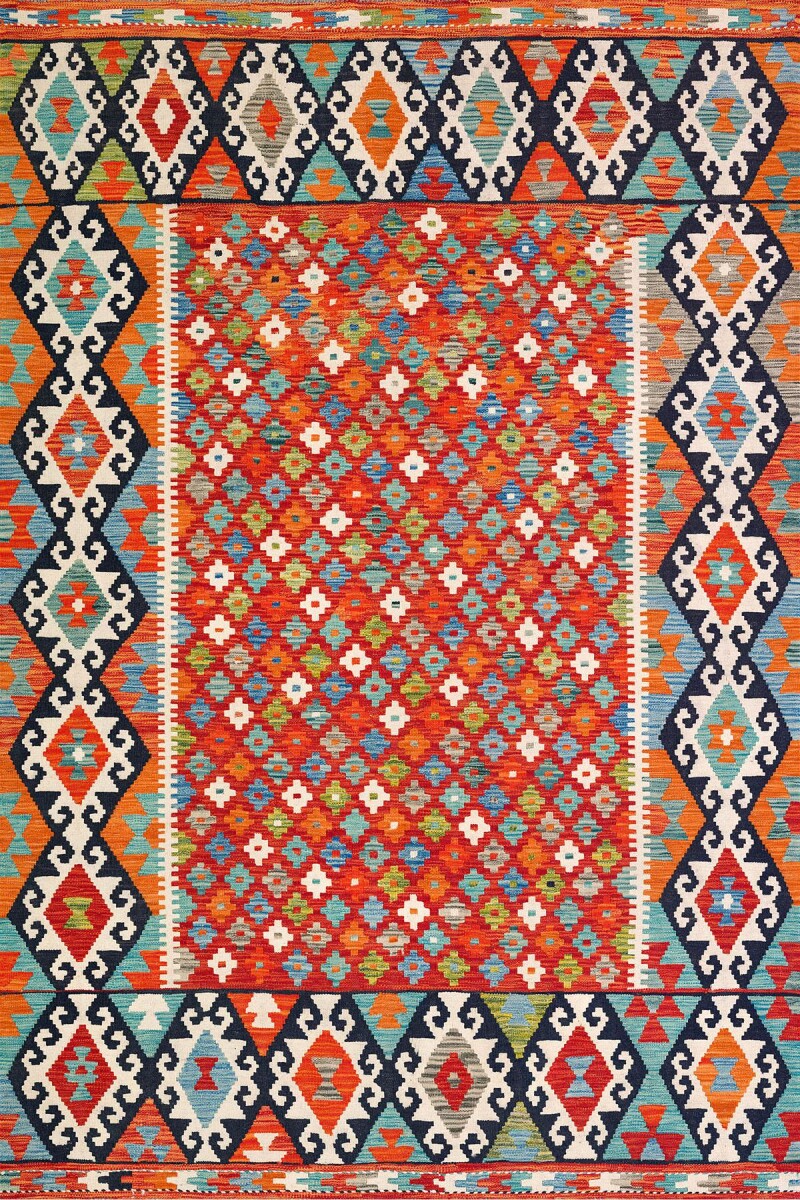 Kilim Desen Pamuk Taban Dijital Baskılı Dekoratif Halı - 3