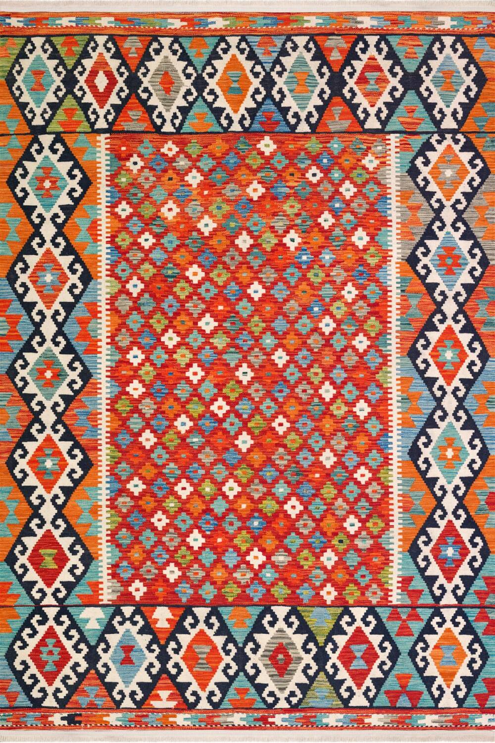 Kilim Desen Pamuk Taban Dijital Baskılı Dekoratif Halı - 2