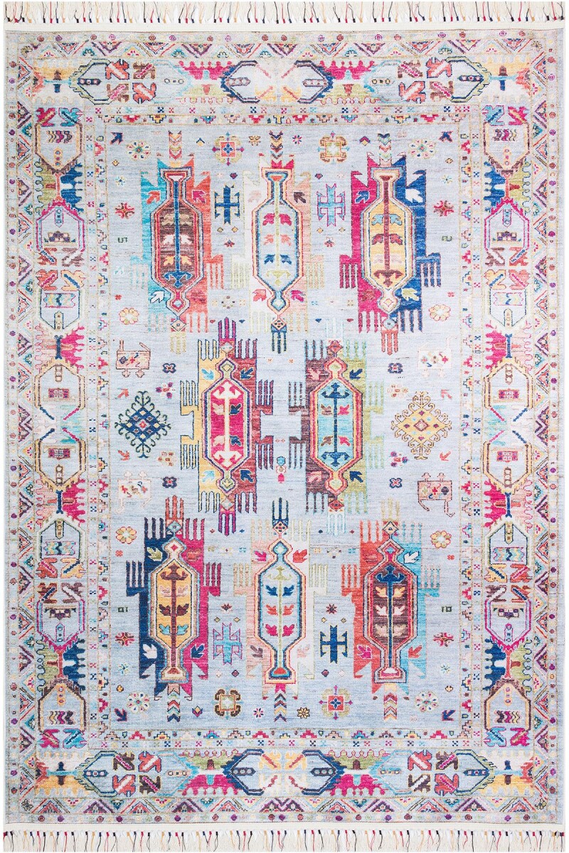 Kilim Desen Pamuk Taban Dijital Baskılı Halı - 1