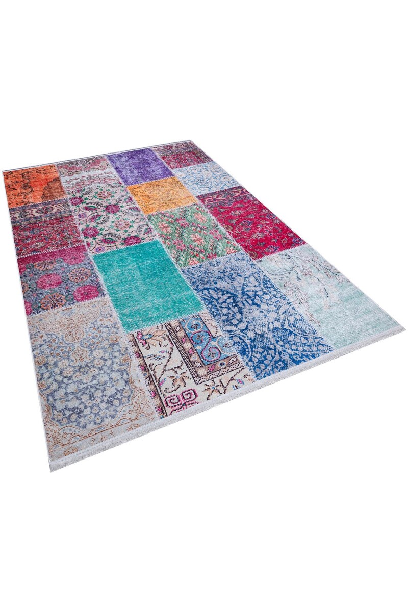 Patchwork Desen Pamuk Taban Dijital Baskılı Halı - 4