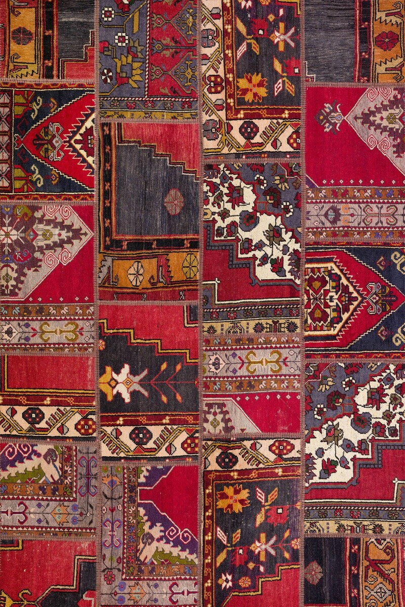 Patchwork Desenli Yıkanabilir Pamuk Taban Dijital Baskılı Halı - 3